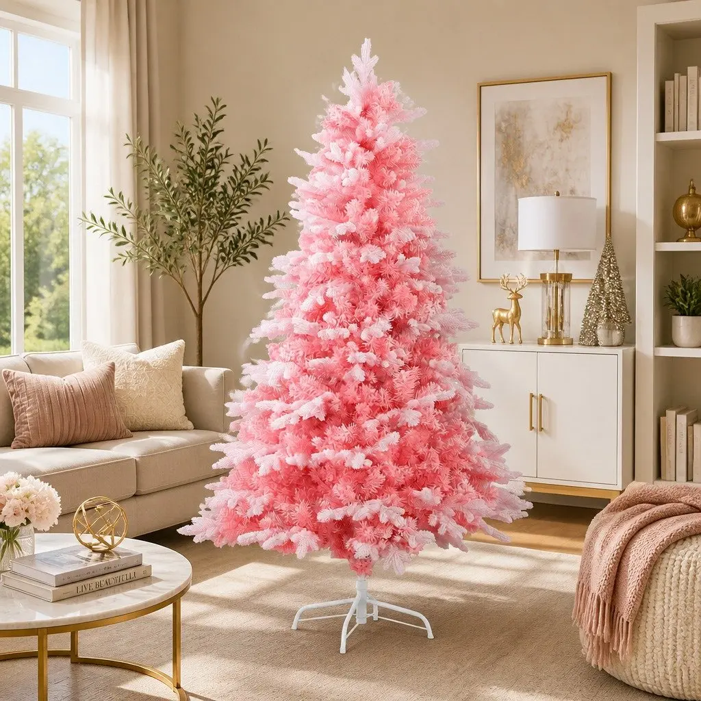 Christmas Tree Snow Flocked 1.8m Pink with White Tips