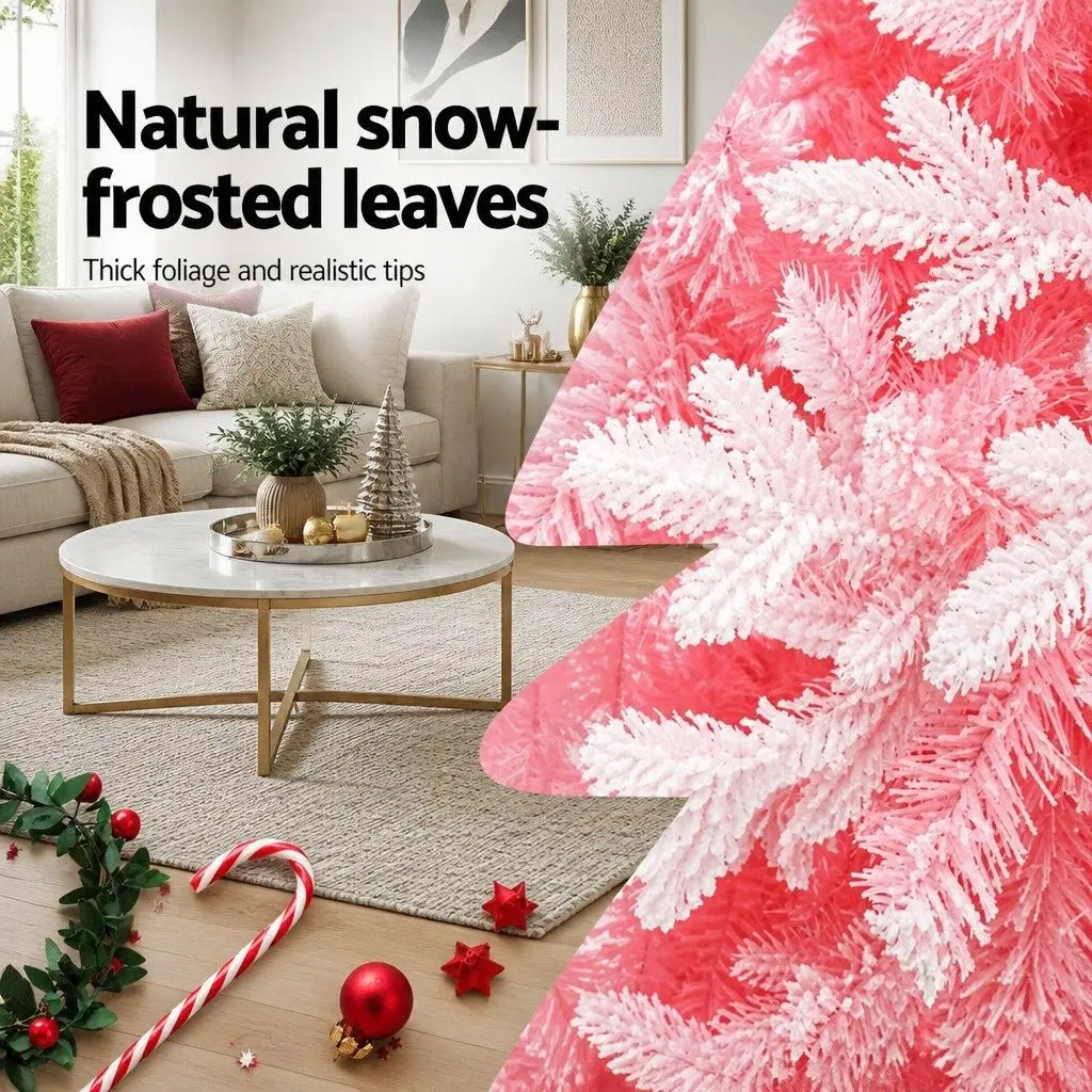 Christmas Tree Snow Flocked 1.8m Pink with White Tips
