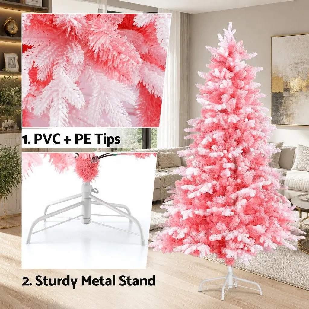 Christmas Tree Snow Flocked 1.8m Pink with White Tips