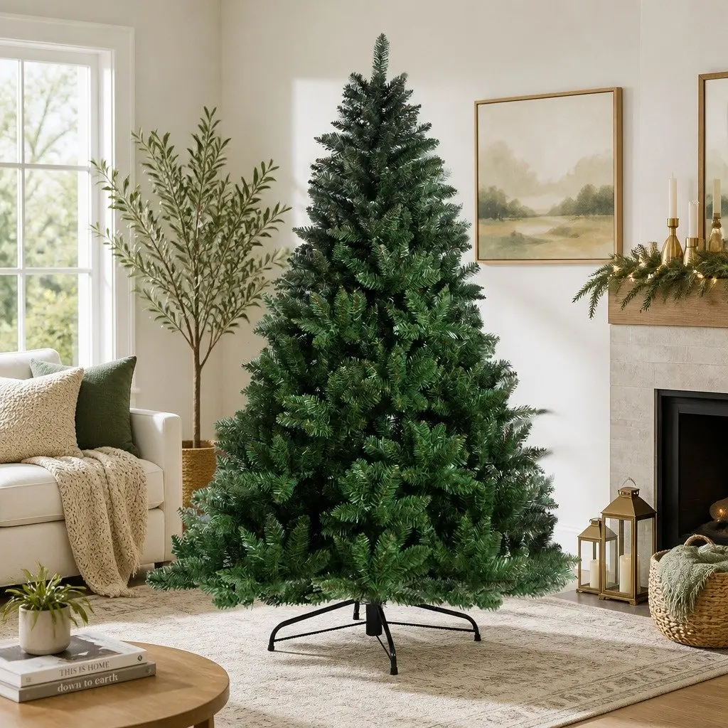 Christmas Tree Faux 1.8m Green PVC Tips Metal Stand