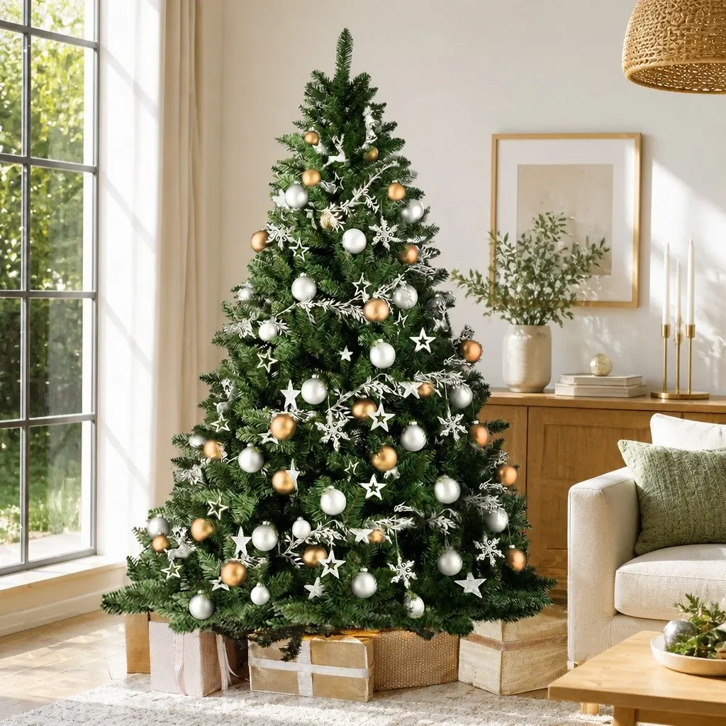 Christmas Tree Faux 1.8m Green PVC Tips Metal Stand