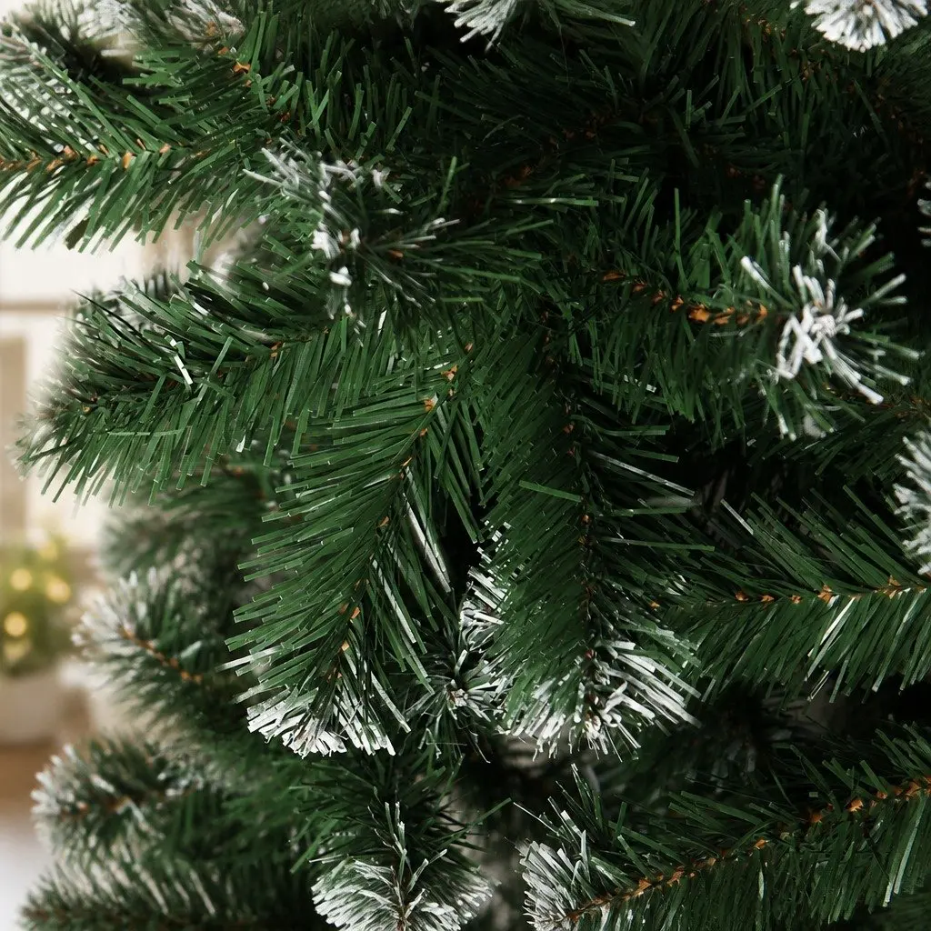 7FT Christmas Tree PVC Tips Snowy Green Holiday Decoration Indoor Home Festive