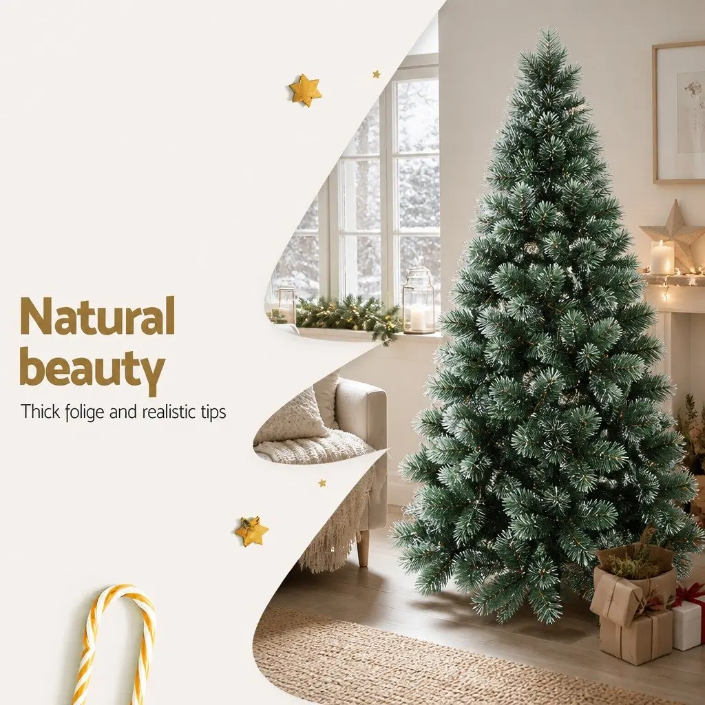 7FT Christmas Tree PVC Tips Snowy Green Holiday Decoration Indoor Home Festive