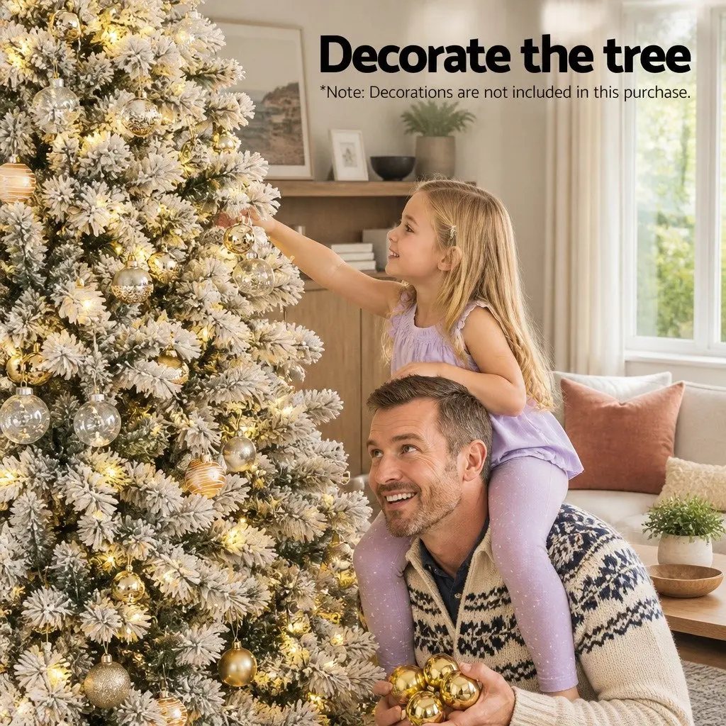 Pre-Lit Christmas Tree Snow Flocked 2.1m Warm White LED 8 Light Modes