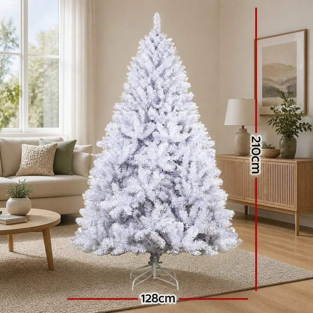 White Christmas Tree 2.1m 1000 Tips Artificial Xmas Tree Home Holiday Decor