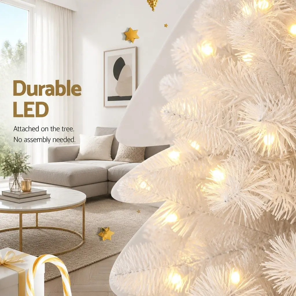 White Christmas Tree PVC 2.1m 500 LED Lights