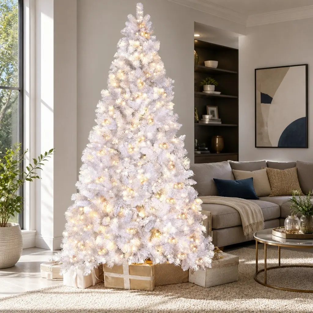 White Christmas Tree PVC 2.1m 500 LED Lights