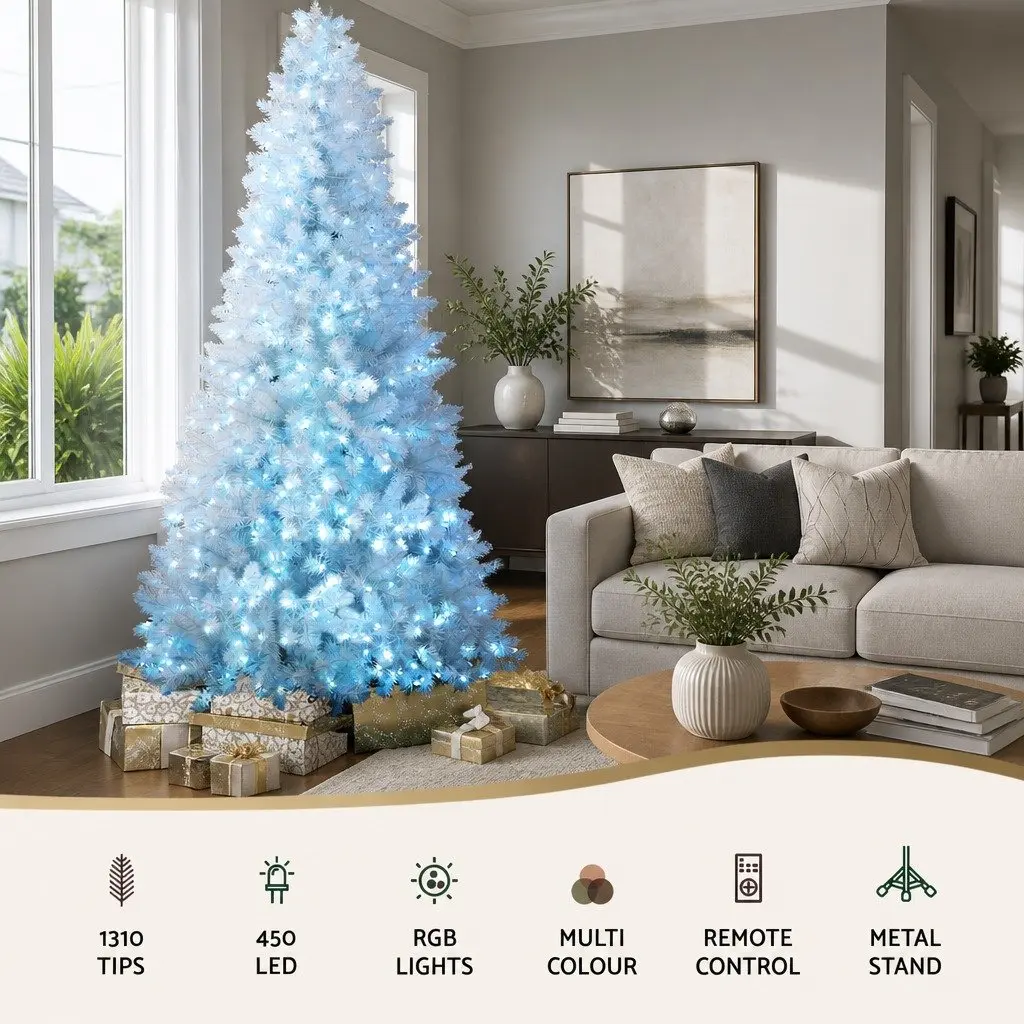 Christmas Tree White 2.1m RGB LED with Remote Control