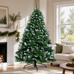 Practical 8FT Snow Frosted Christmas Tree for Any Home