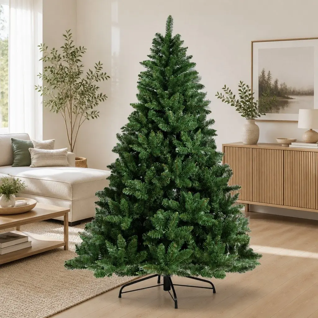 Artificial Christmas Tree Green PVC 2.4m 8FT with Metal Stand