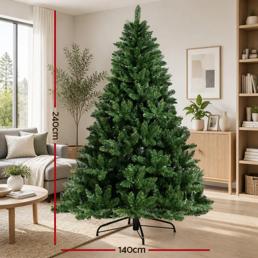 Artificial Christmas Tree Green PVC 2.4m 8FT with Metal Stand
