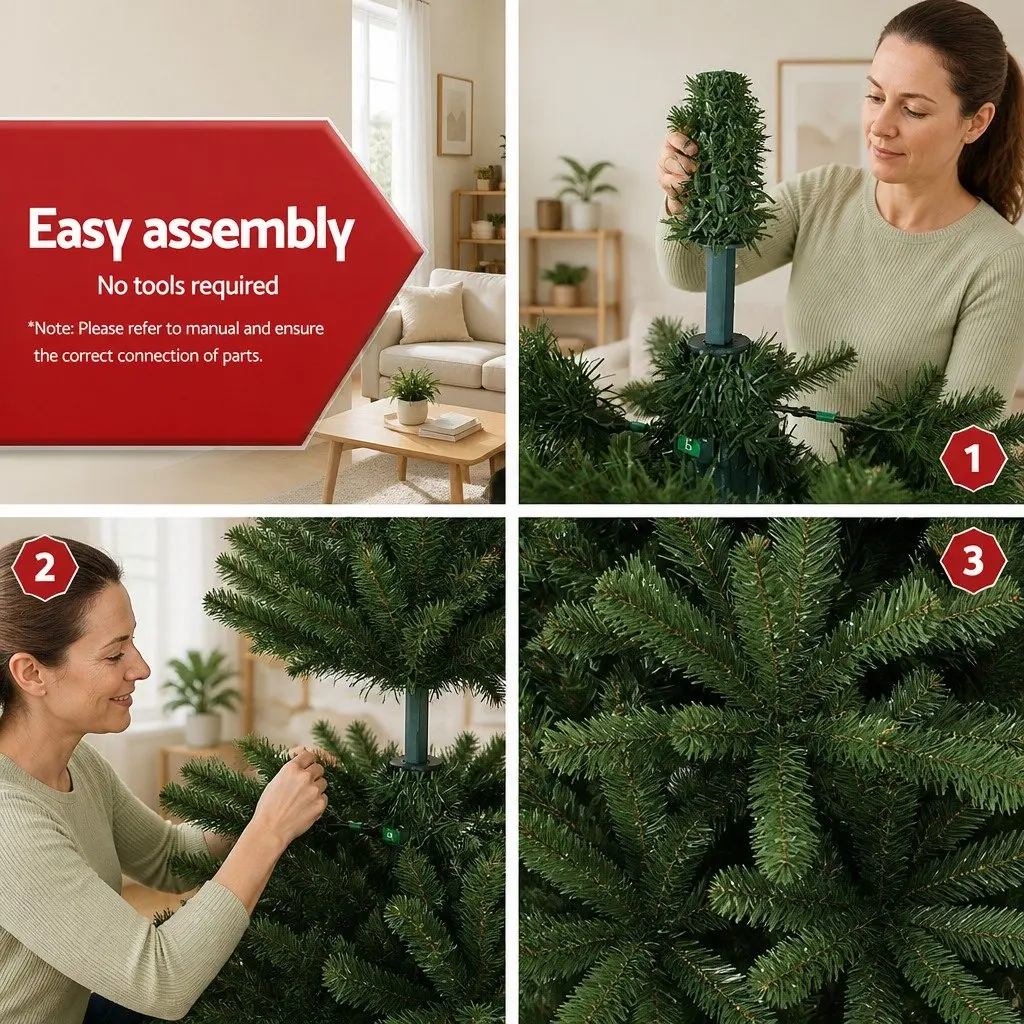 Artificial Christmas Tree Green PVC 2.4m 8FT with Metal Stand