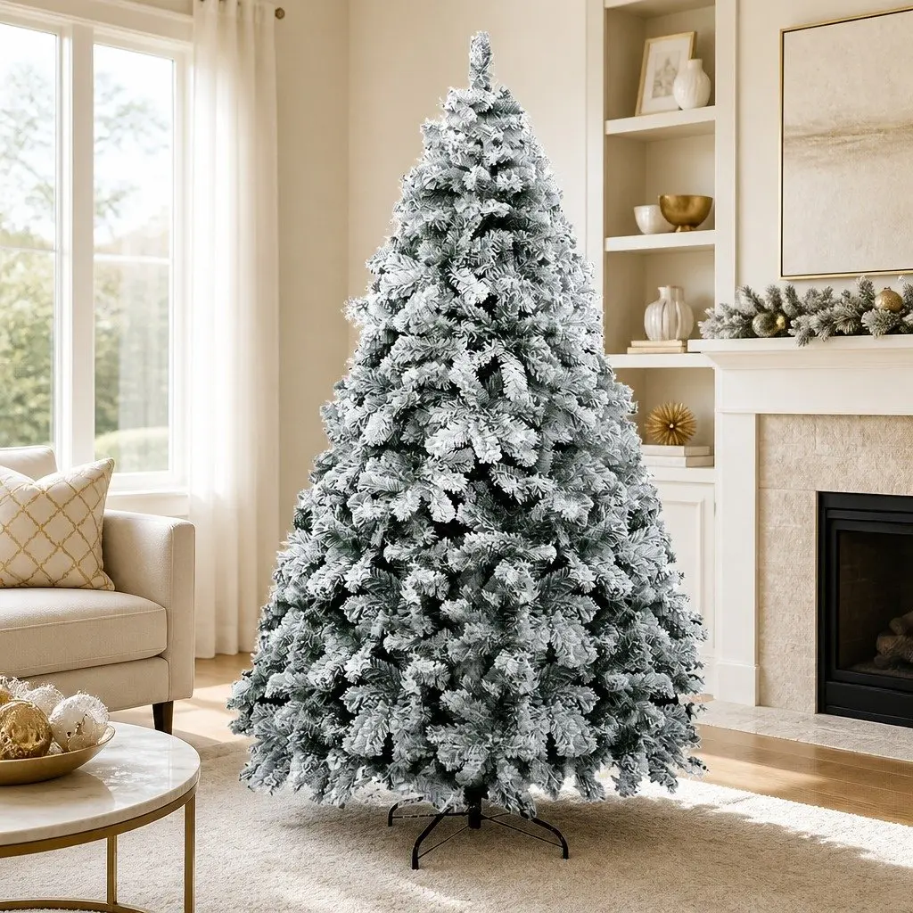 Christmas Tree Snow Flocked 2.4m Green White Faux with 1165 Tips