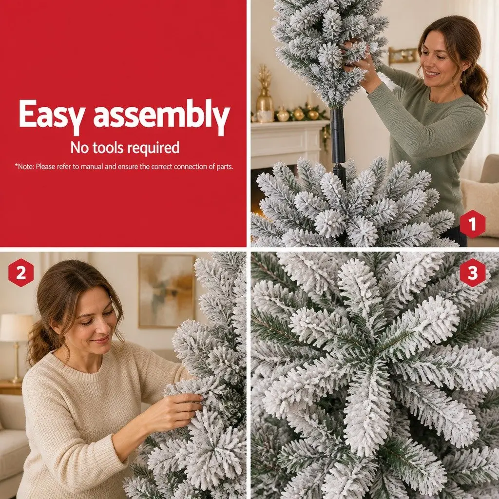 Christmas Tree Snow Flocked 2.4m Green White Faux with 1165 Tips
