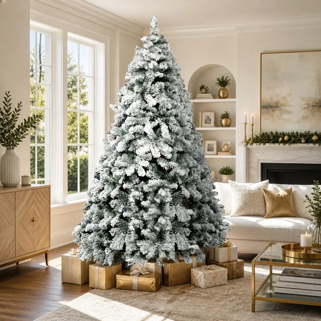 Christmas Tree Snow Flocked 2.4m Green White Faux with 1165 Tips
