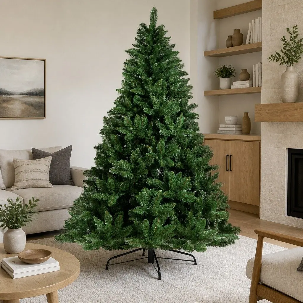 Green Christmas Tree 2.7m Artificial Xmas Fir Tree 1590 Tips Metal Stand