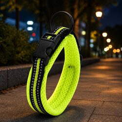 Heavy Duty Reflective Dog Collar with Safety Lock Clip Yellow Small Pet