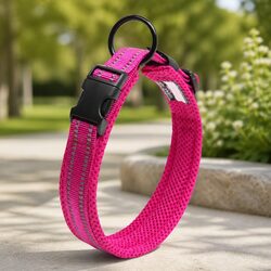 Reflective Pink Dog Collar for Daily Walks