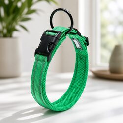 Heavy Duty Reflective Dog Collar with Safety Lock Clip and Stainless Steel O