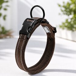 Heavy Duty Reflective Dog Collar with Safety Lock Clip Buckle and Stainless