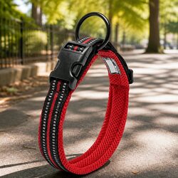 Practical Reflective Dog Collar for Evening Walks - 2XS Red