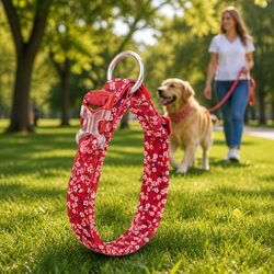 Floral Dog Collar Padded Comfort Pet Accessory with Snap Buckle and O Ring