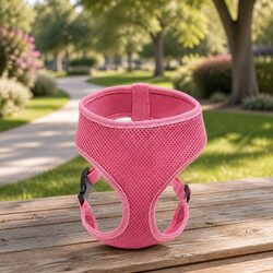 Dog Harness with Steel D Ring Pink M Size Lightweight Breathable Mesh Adjustable