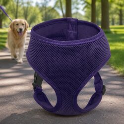 Dog Harness with Steel D Ring Purple XL Lightweight Breathable Mesh Adjustable