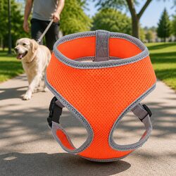 Dog Harness with Steel D Ring Adjustable Chest Belt XL Orange Pet Training