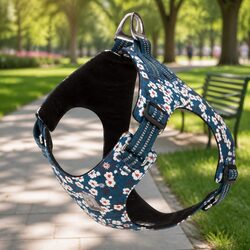 Practical Floral Design Dog Harness for Safe Outdoor Use