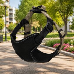 Dog Harness Adjustable Multi-Colour Pet Control Attachment Khaki M Size