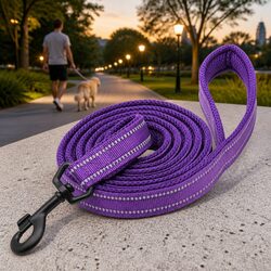 Reflective Nylon Dog Lead 2m XS Purple Pet Walking Leash Swivel Hook Mesh Grip