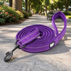Reflective Nylon Dog Lead 2m Medium Purple Pet Walking Leash Swivel Hook