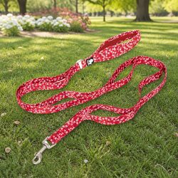 Floral Multi Handle Dog Lead Small Red Pet Walking Leash Neoprene Handle