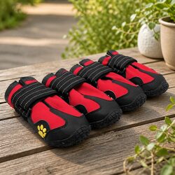 Practical Dog Booties for Winter Walks, Red, Size 5