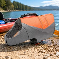 Practical Medium Orange Life Jacket for Dogs in Water