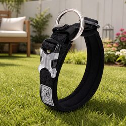 Dog Collar Large Black Reflective Active Puppy Lead Attachment O Ring