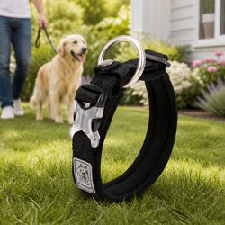 Dog Collar XL Active Puppy Reflective Lead Attachment O Ring Pet
