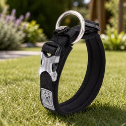 Dog Collar 2XL Black Reflective Active Puppy Lead Attachment O Ring