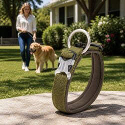 Dog Collar Army Green 3XL Reflective Lead Attachment Active Puppy Pet