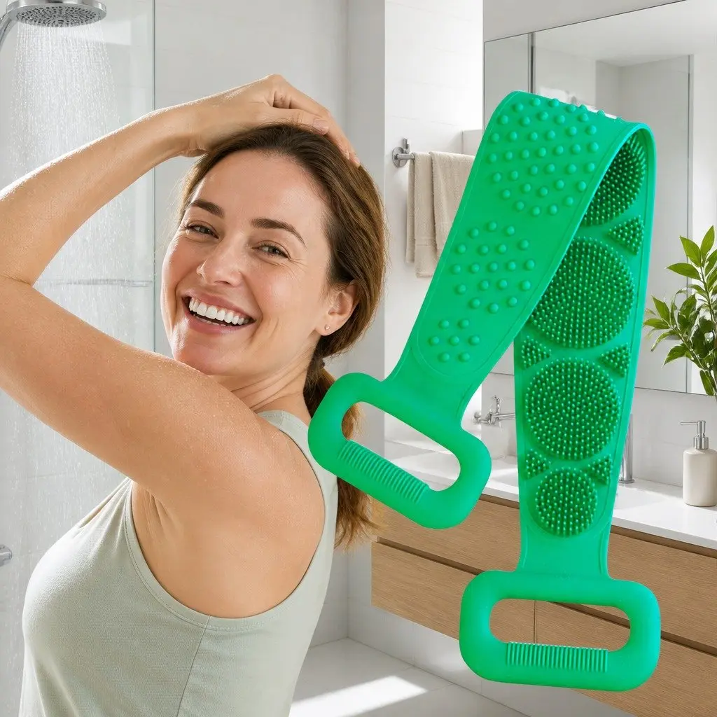 Exfoliating Bath Scrub Tool Silicone 60cm Green