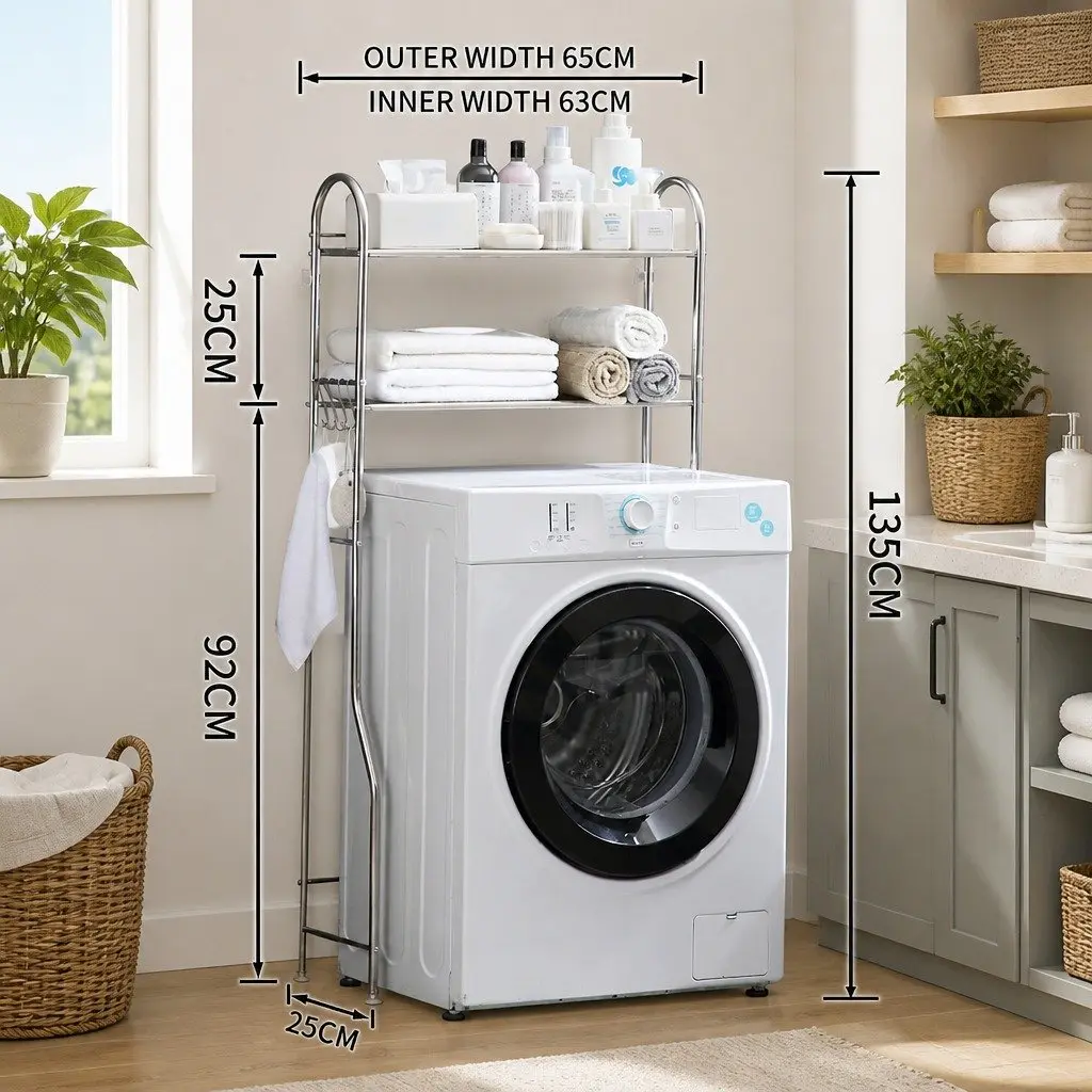 Over Laundry Washing Machine Storage Shelf Rack 2-Layer Organizer Stand