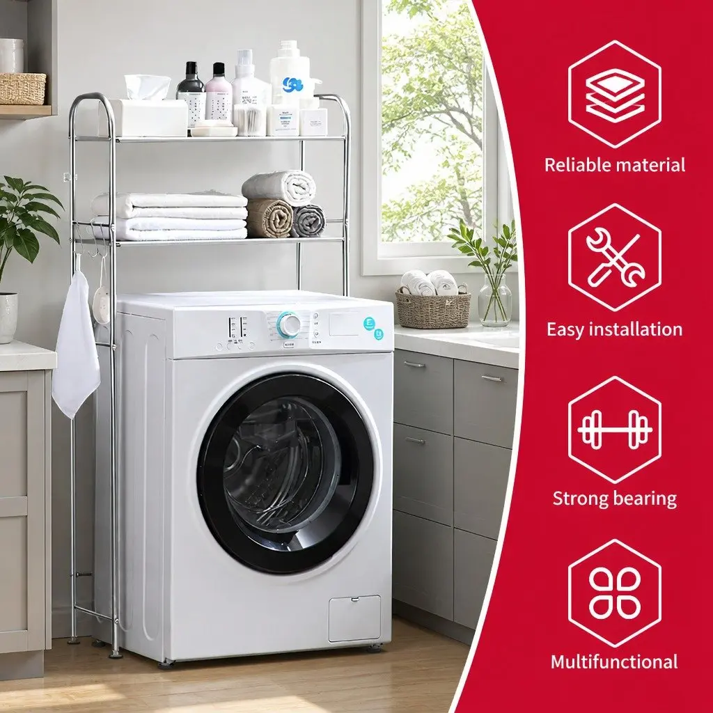 Over Laundry Washing Machine Storage Shelf Rack 2-Layer Organizer Stand