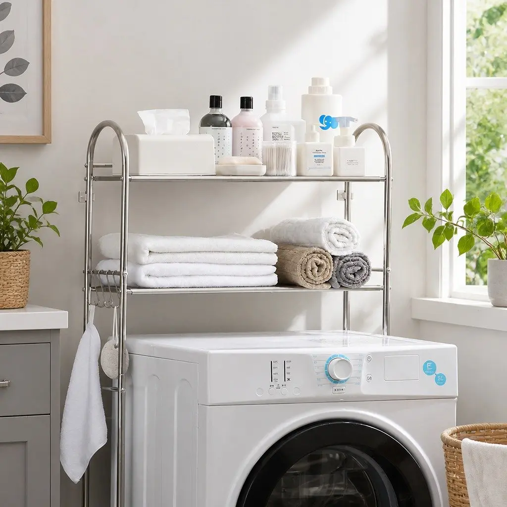 Over Laundry Washing Machine Storage Shelf Rack 2-Layer Organizer Stand