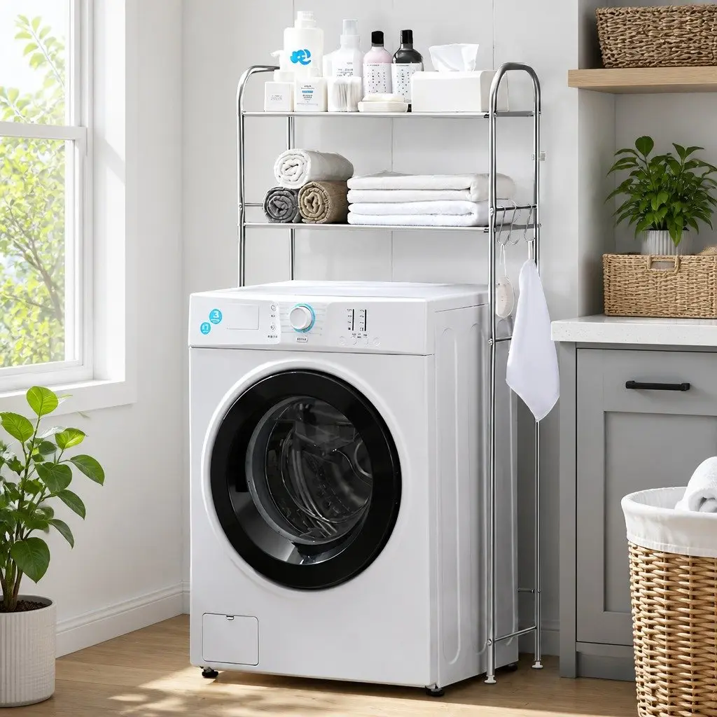 Over Laundry Washing Machine Storage Shelf Rack 2-Layer Organizer Stand