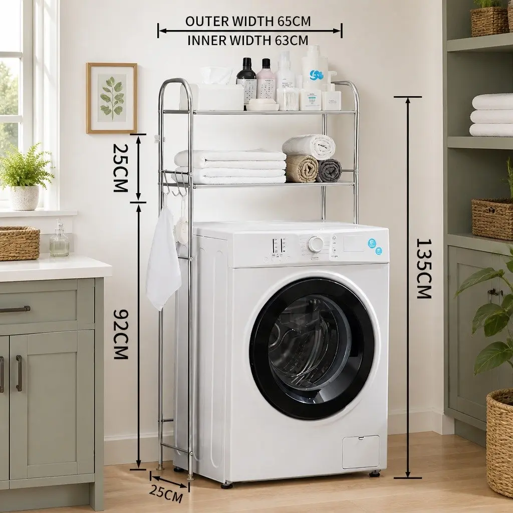 Over Laundry Washing Machine Storage Shelf Rack 2-Layer Organizer Stand