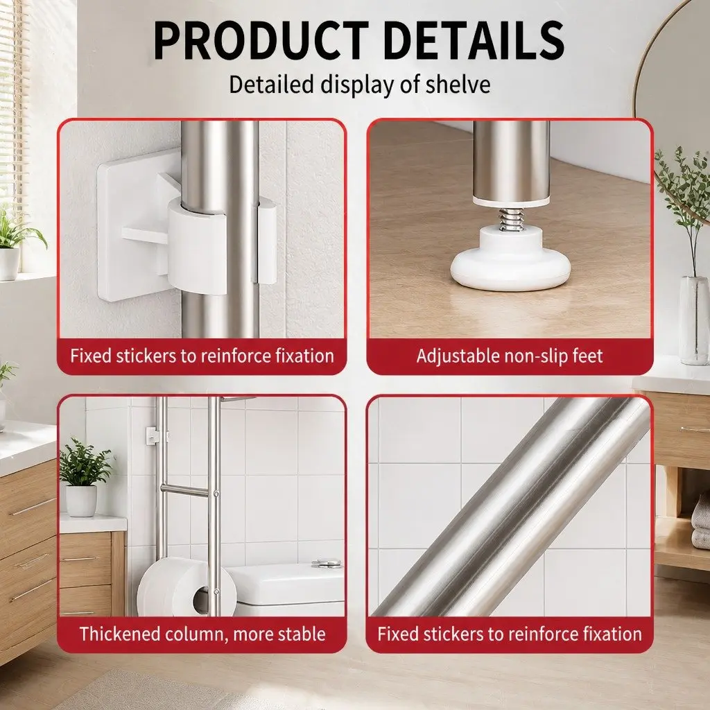 Storage Rack Stainless Steel 110x48x25cm Silver Single Tier Over Washer Toilet Shelf
