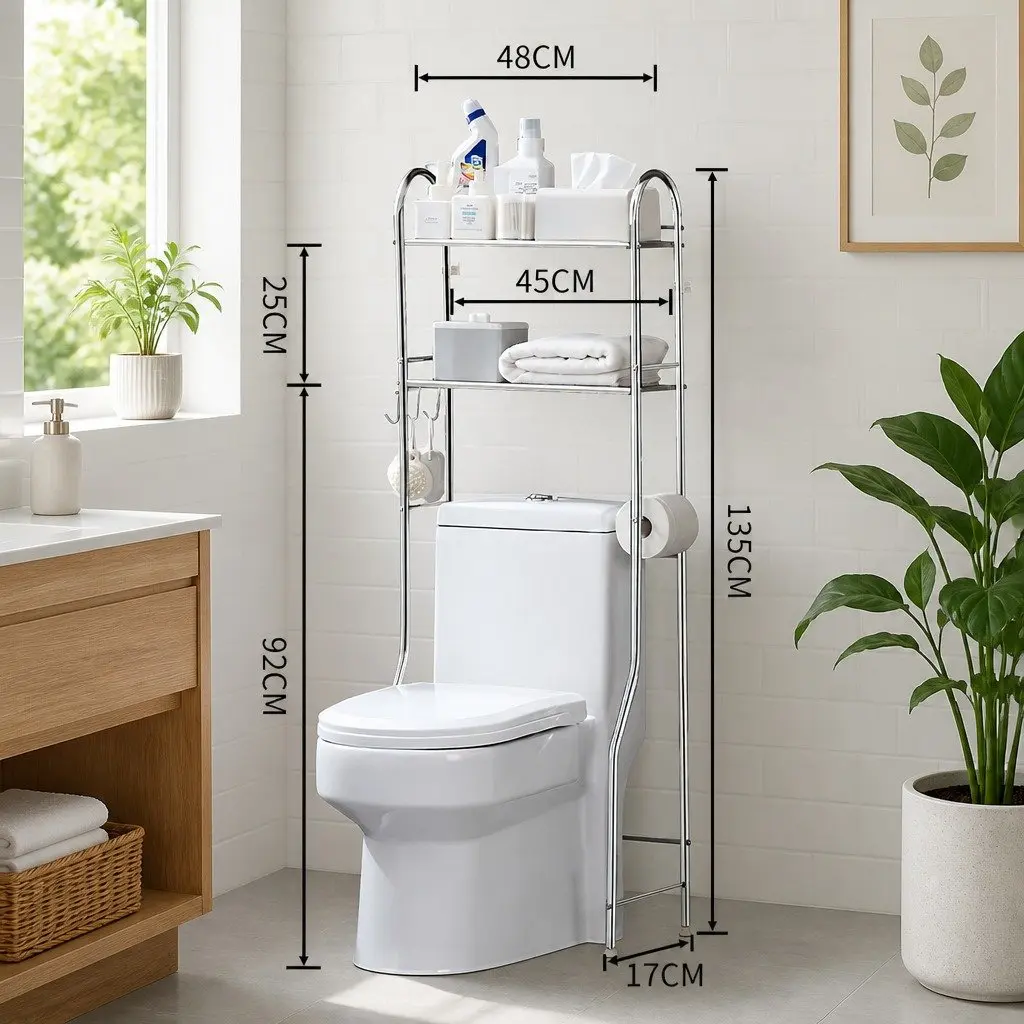 Storage Rack Stainless Steel 2-Tier 135x48x25cm Silver