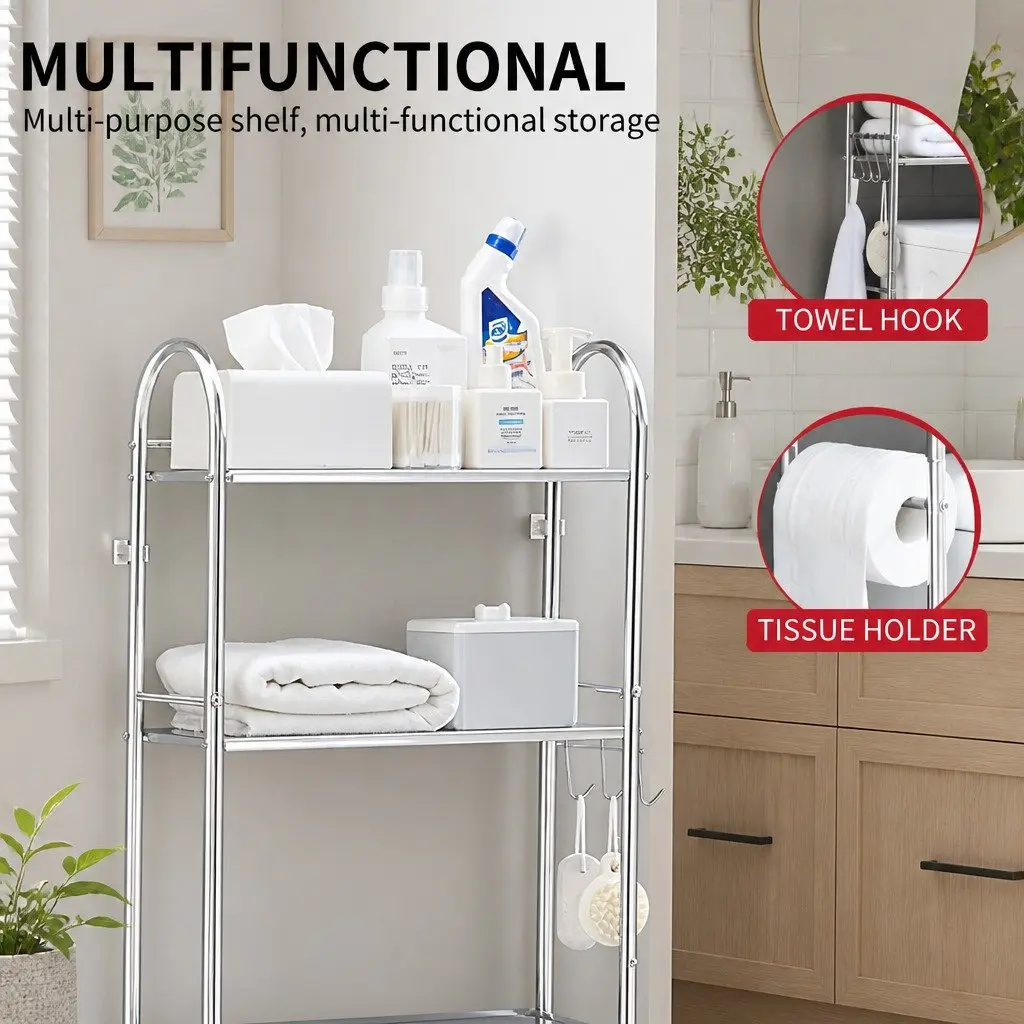 Storage Rack Stainless Steel 2-Tier 135x48x25cm Silver