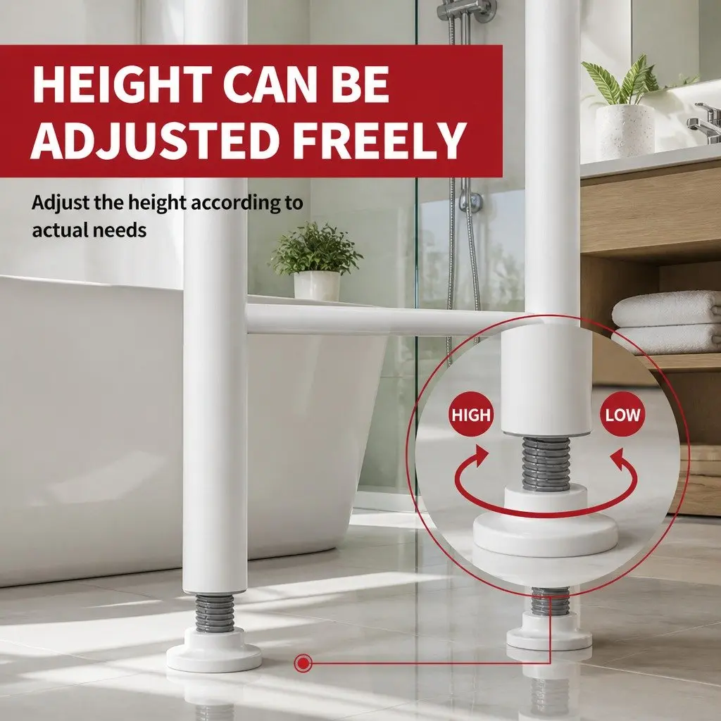 Toilet Storage Rack Metal 3-Layer Shelves 47x25x168cm White